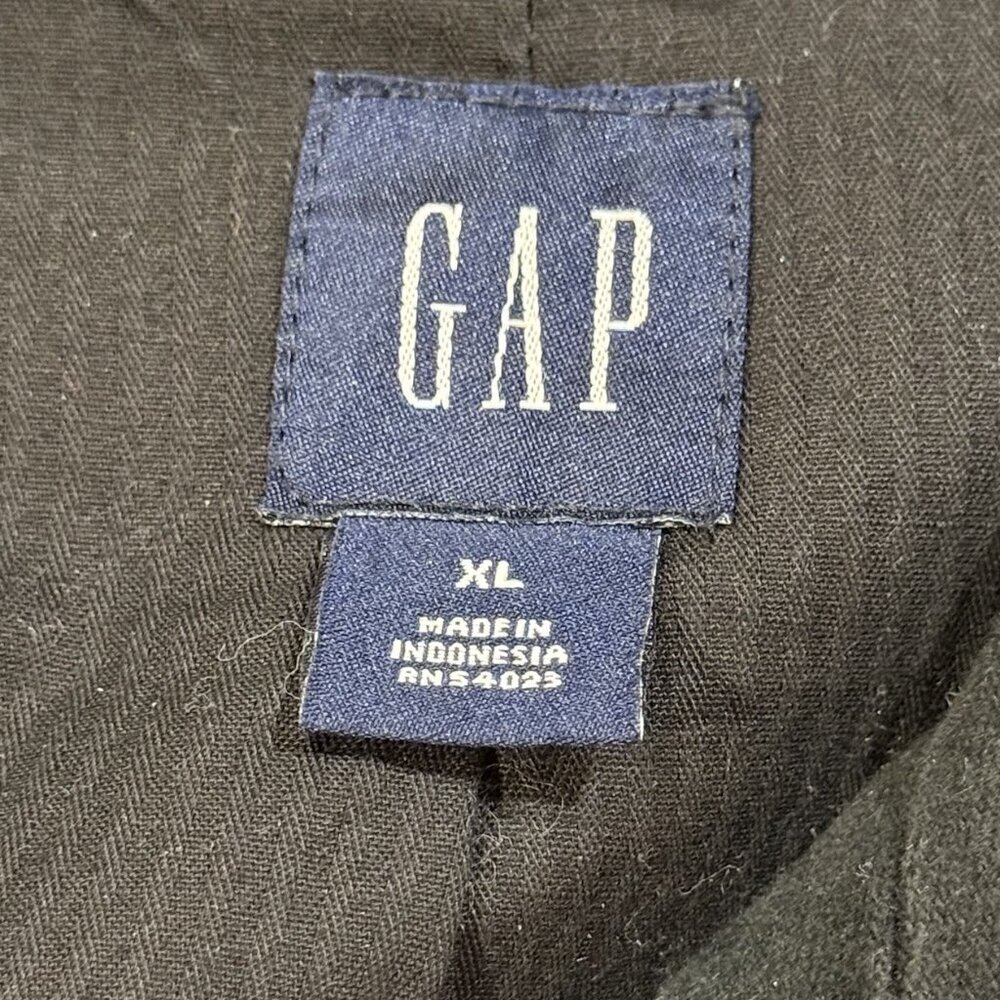 VTG GAP Y2K Womens XL Toggle Button Black Brushed Cotton Preppy Academia Coat - Picture 4 of 8